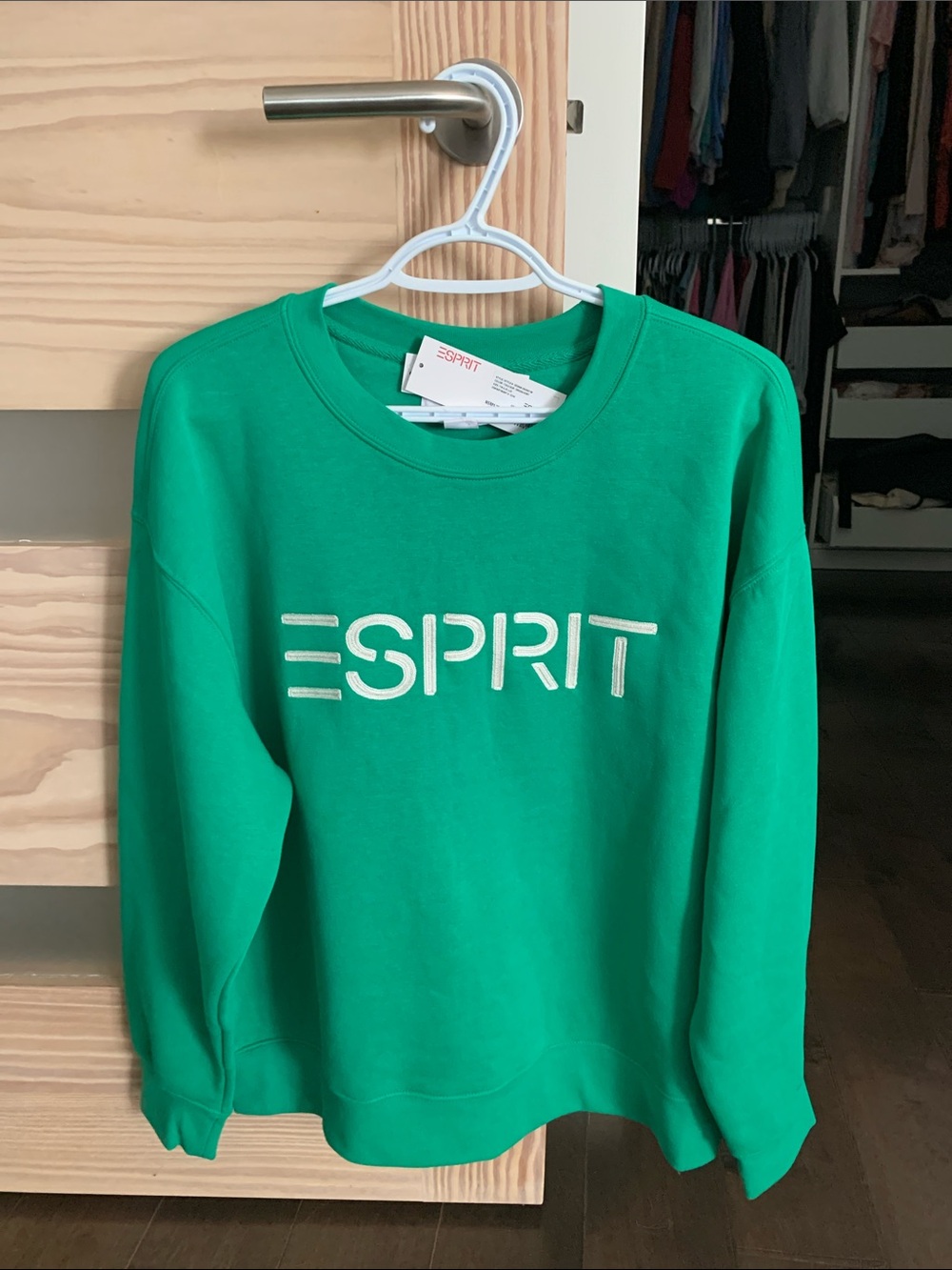Esprit Women Bright Green Logo Sweatshirt - L
